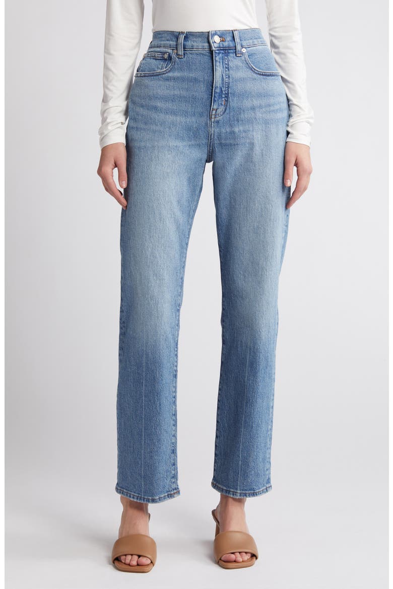 The '90s Creased High Waist Straight Leg Jeans, Main, color, RONDELL WASH