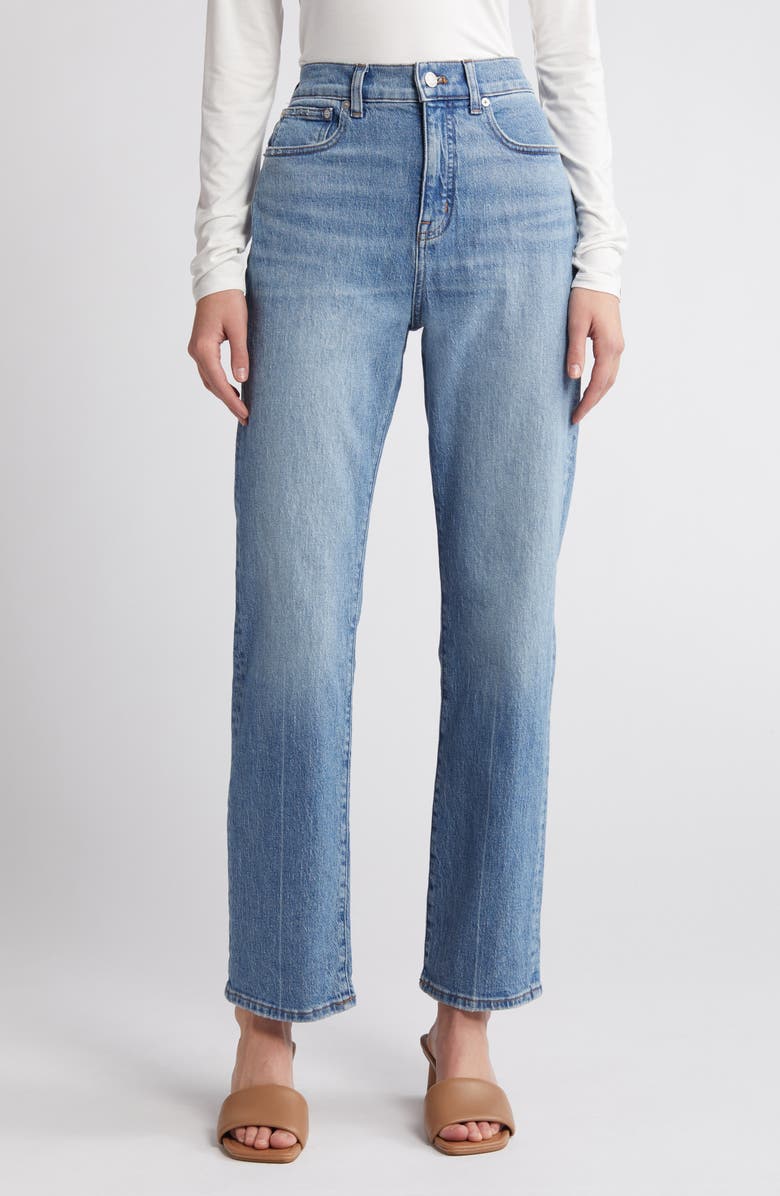 Madewell The '90s Creased High Waist Straight Leg Jeans, Main, color, 