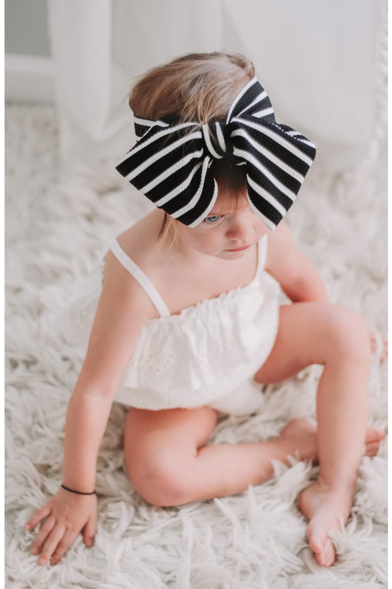Mini Prep Stripes Stretch Head Wrap, Alternate, color, BLACK AND WHITE