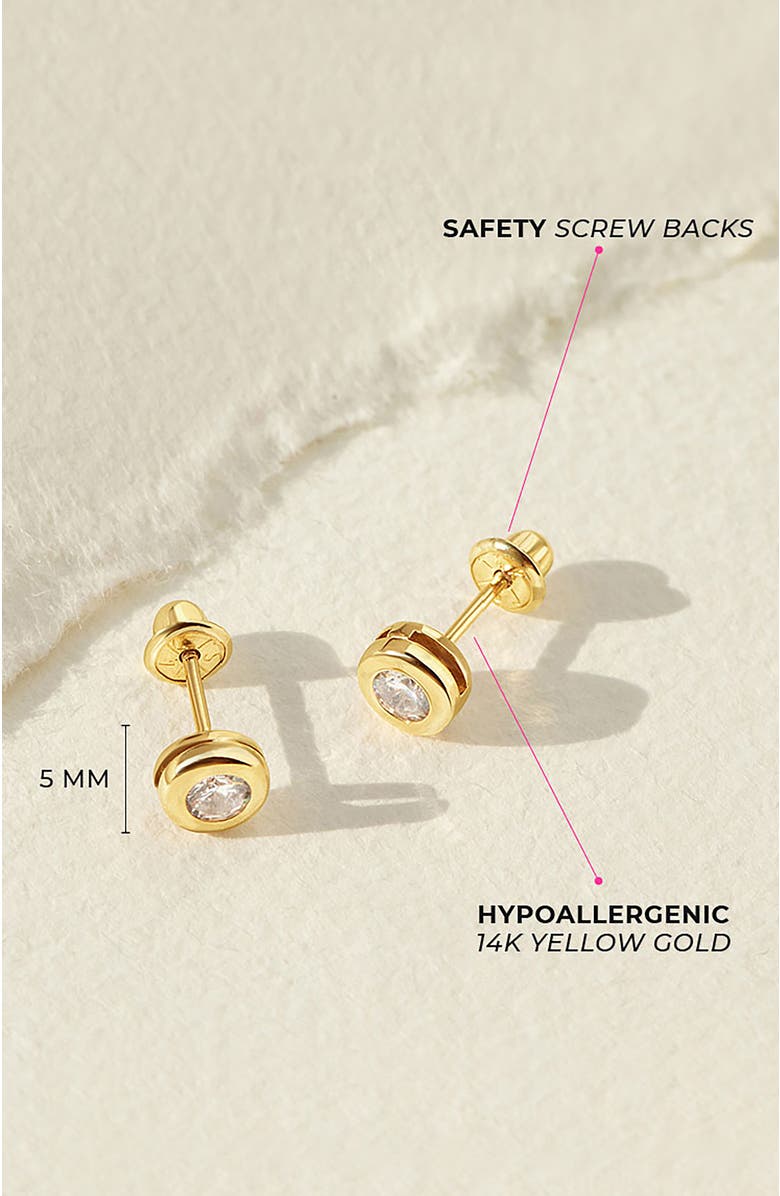 In Season Jewelry 14k Bezel Cubic Zirconia Earrings, Alternate, color, Gold