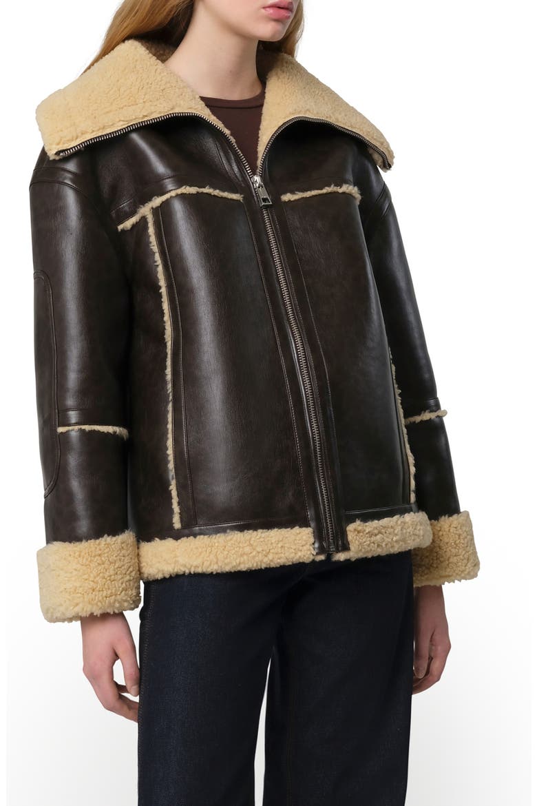 Calina Bonded Faux Shearling Coat, Main, color, JAVA SAND