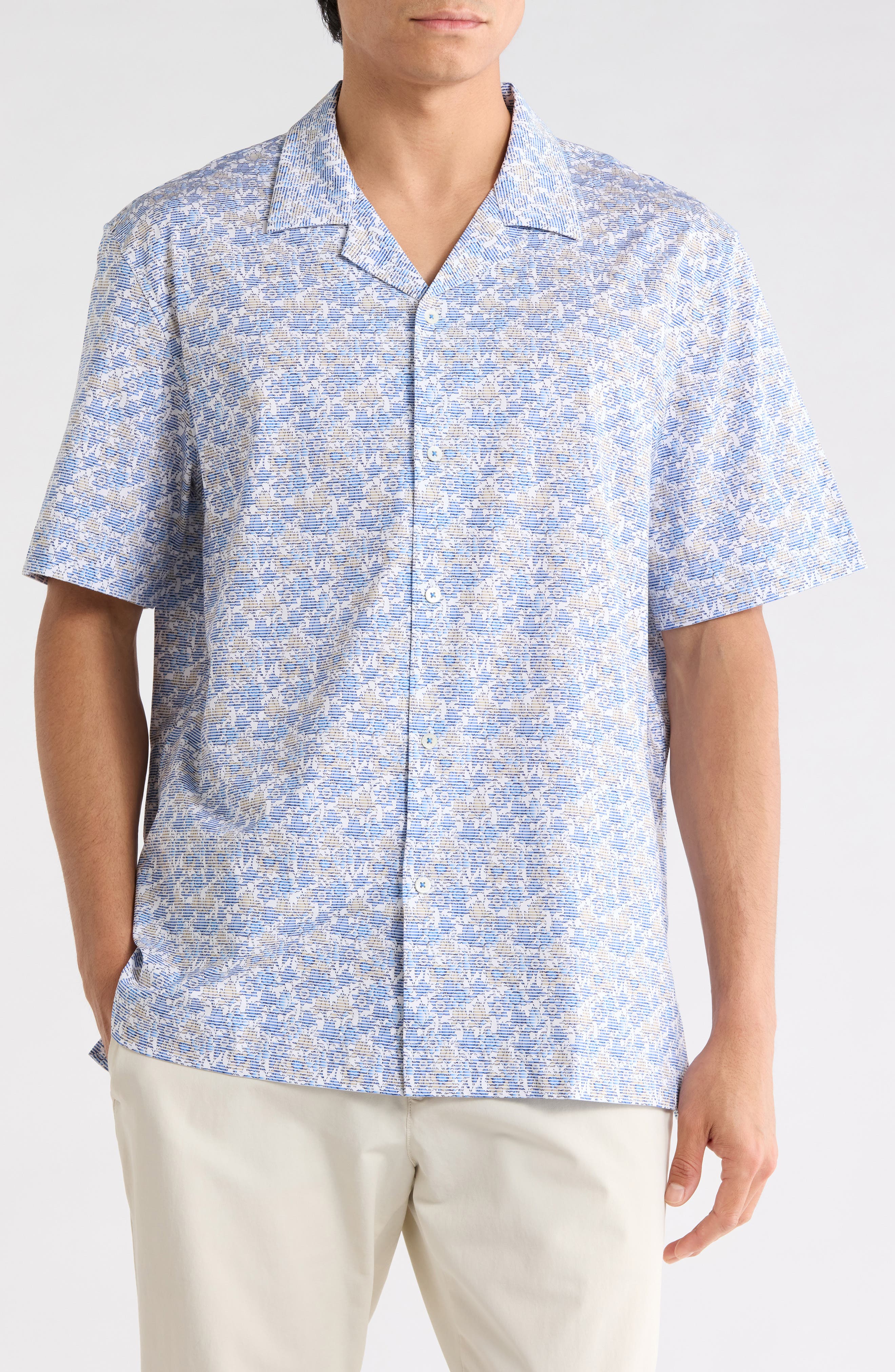 Bugatchi Floral Stretch Cotton Camp Shirt