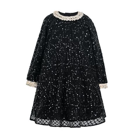 Sequin Lace-trim Dress