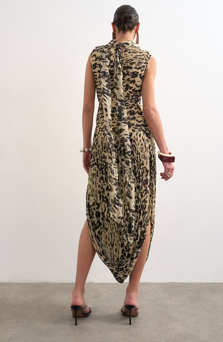Topshop Chiffon Scarf Neck Midi Dress, Alternate, color,