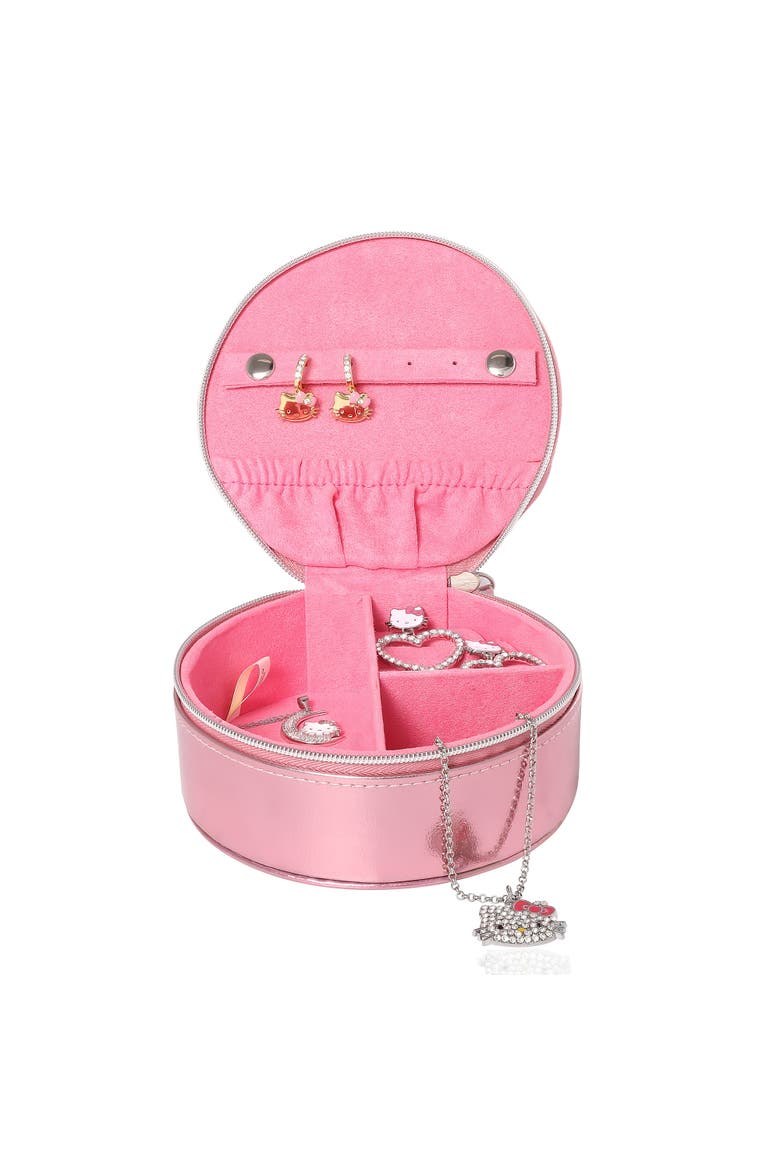 Round Zip Around Jewelry Travel Storage, Alternate, color, Pink