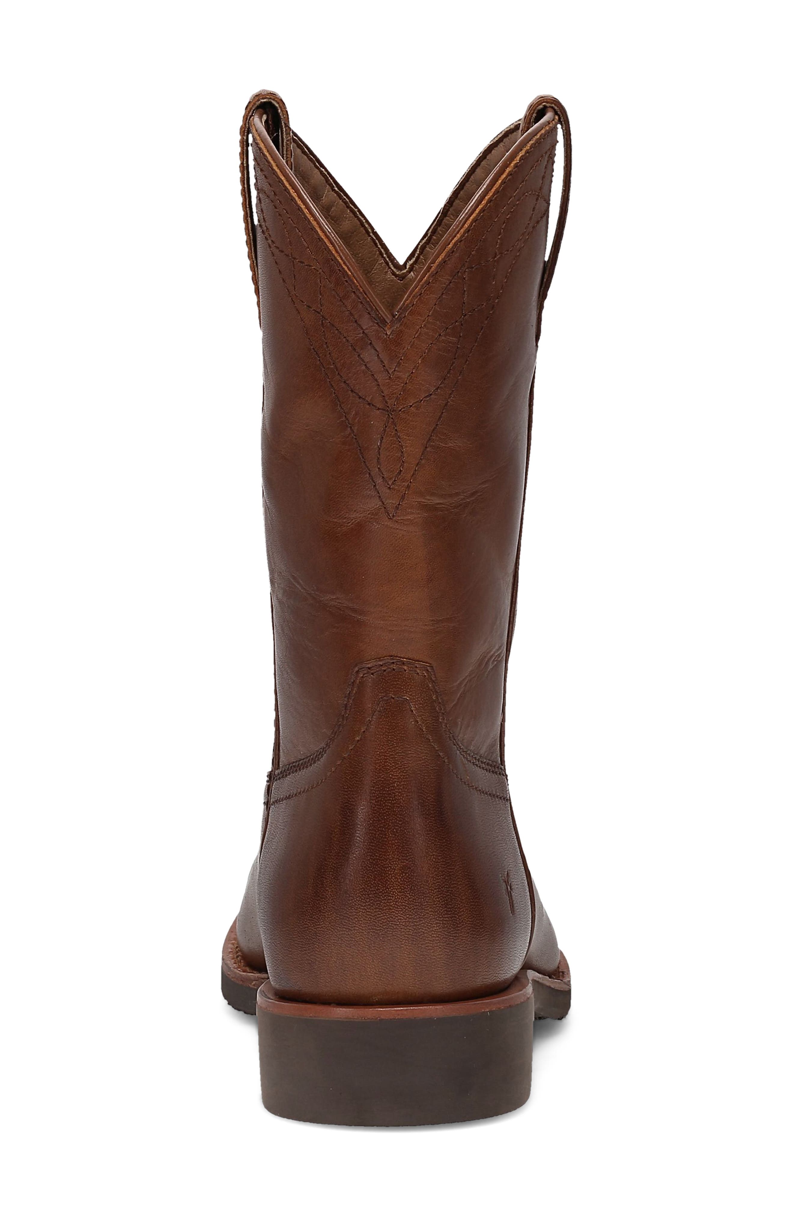Wyatt Pull On Leather Western Boot, Alternate, color, CARAMEL