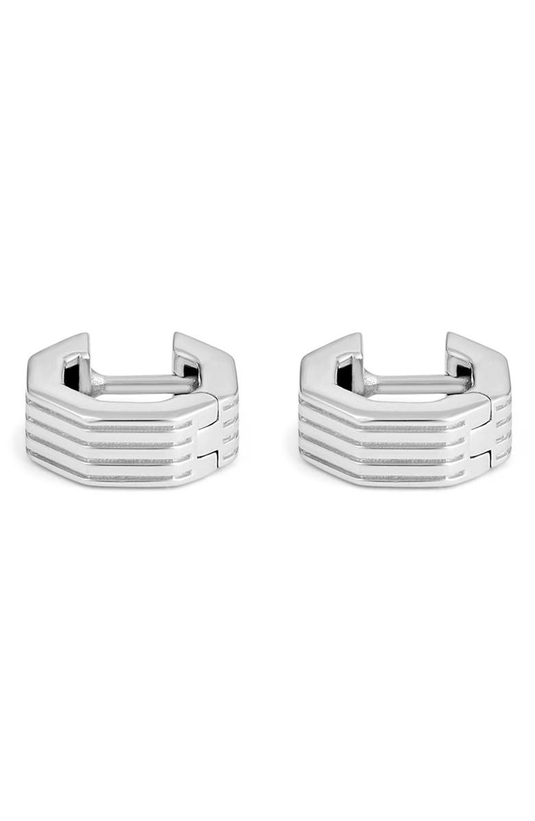 IVI Los Angeles Octagon Huggie Hoop Earrings, Alternate, color, Silver