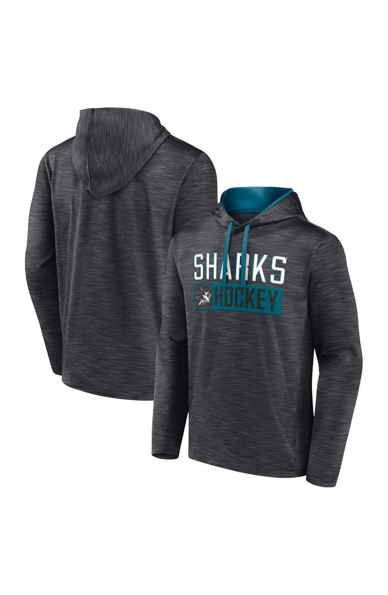 FANATICS Men's Fanatics Branded Heather Charcoal San Jose Sharks Close Shave Pullover Hoodie, Main, color, 