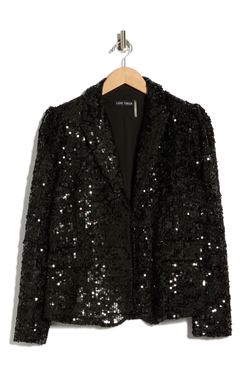 Jensen Sequin Blazer, Alternate, color, BLACK