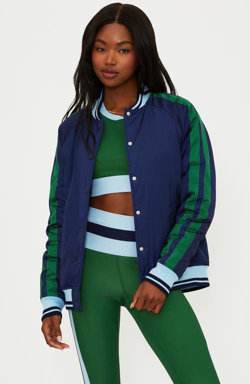 Beach Riot Colorblocked Flight Jacket In Blue