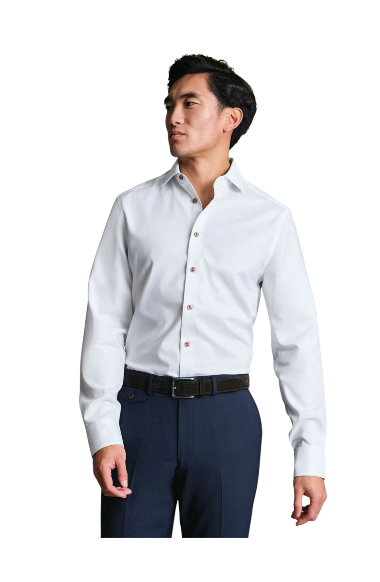 Charles Tyrwhitt Non-Iron Stretch Printed Trim Shirt, Main, color, White