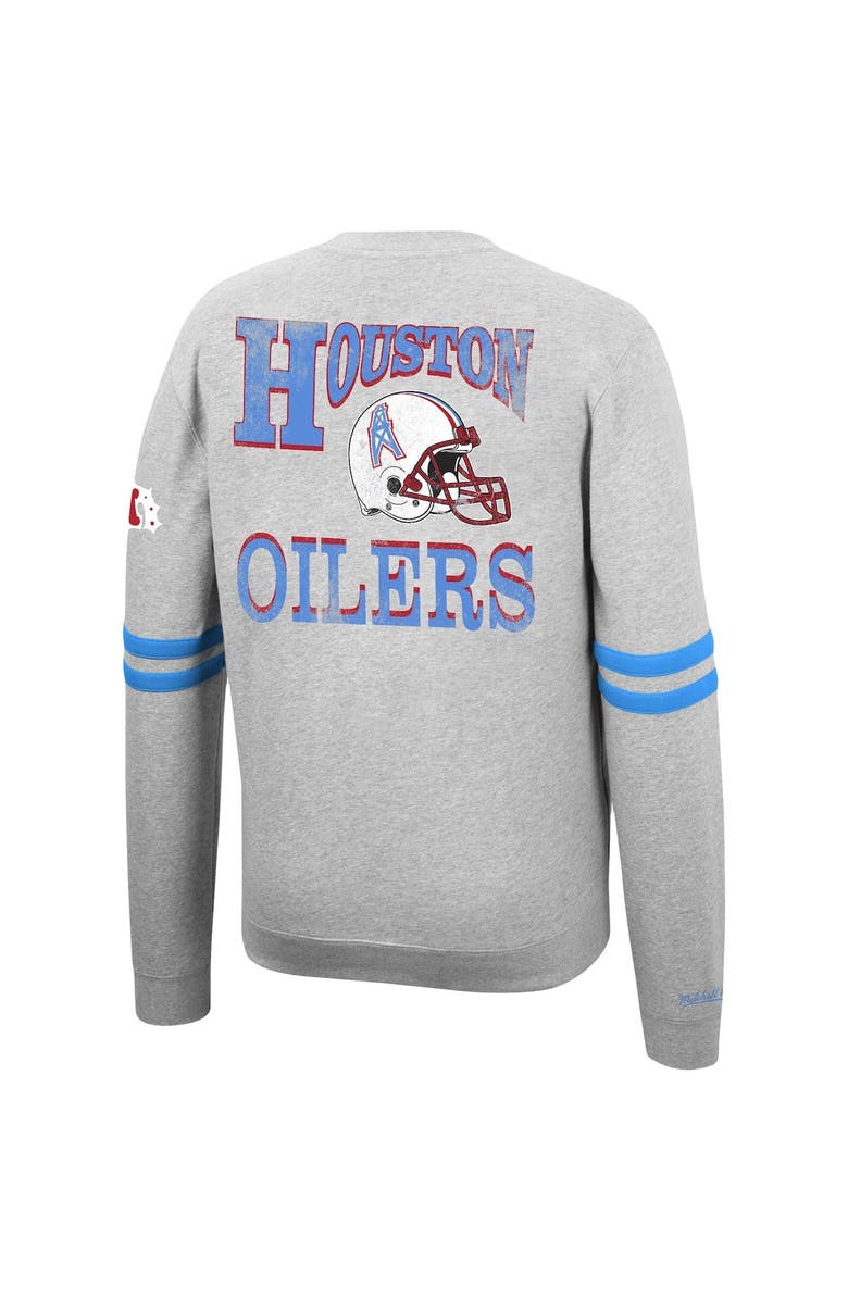 Mitchell & Ness Men's Mitchell & Ness Heathered Gray Houston Oilers Allover Print Fleece Pullover Sweatshirt, Alternate, color,