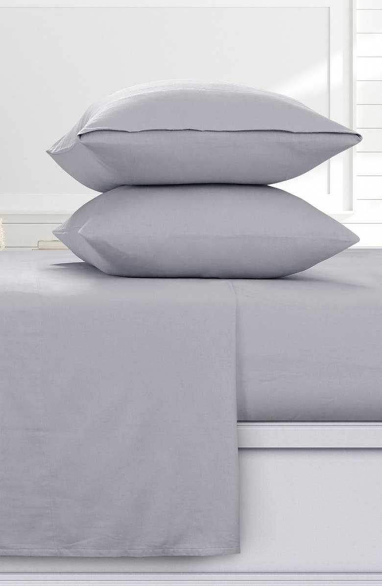 AZORES HOME Solid Cotton Flannel Sheet Set, Alternate, color, Light Grey