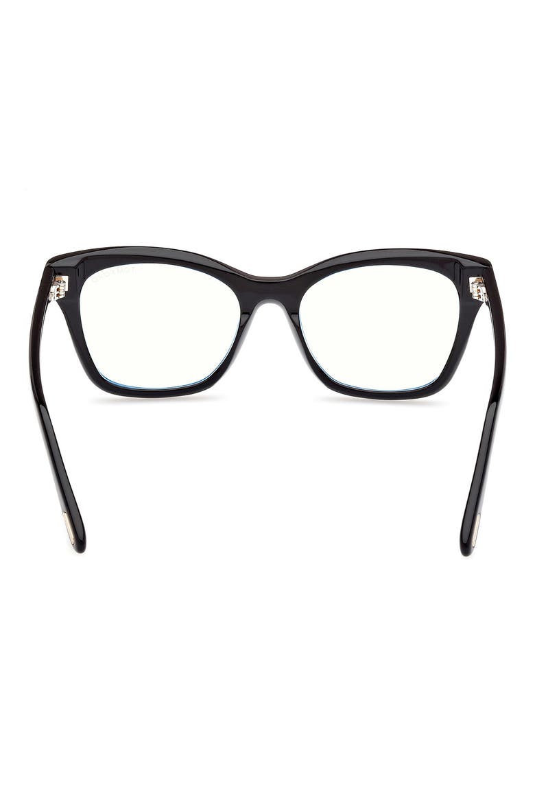 53mm Cat Eye Blue Light Blocking Optical Glasses, Alternate, color, BLACK ECO / T LOGO