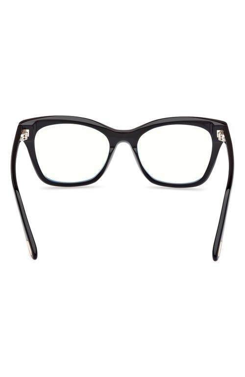 Tom Ford 53mm Cat Eye Blue Light Blocking Optical Glasses In Black