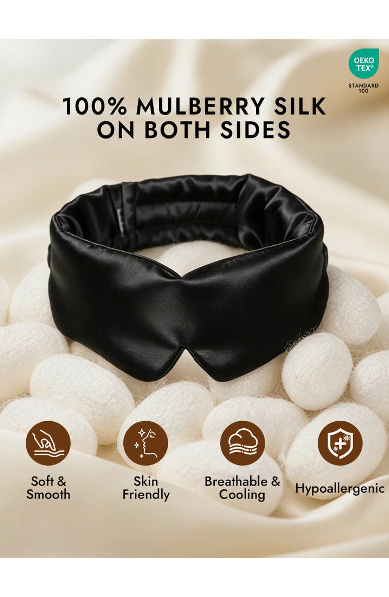 SILKSILKY Elegant One Piece Silk Sleep Eye Mask, Alternate, color, Black