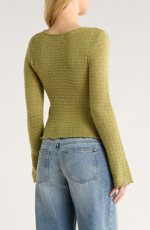 Pacsun Diana Pointelle Sweater In Green