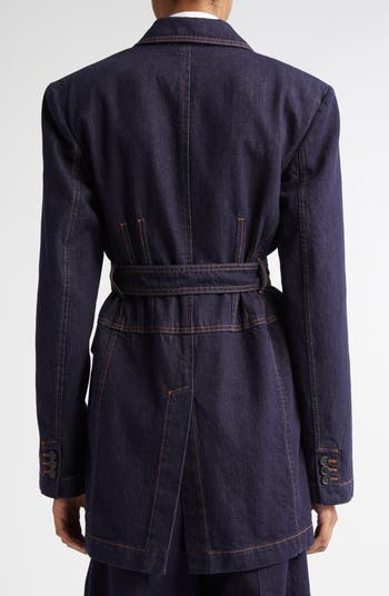 ★25SS SPORTMAX DOMINO ベルト オーバーサイズ デニム ブレザー SPORTMAX Domino Monogram Buckle Belted Denim Jacket | Nordstrom