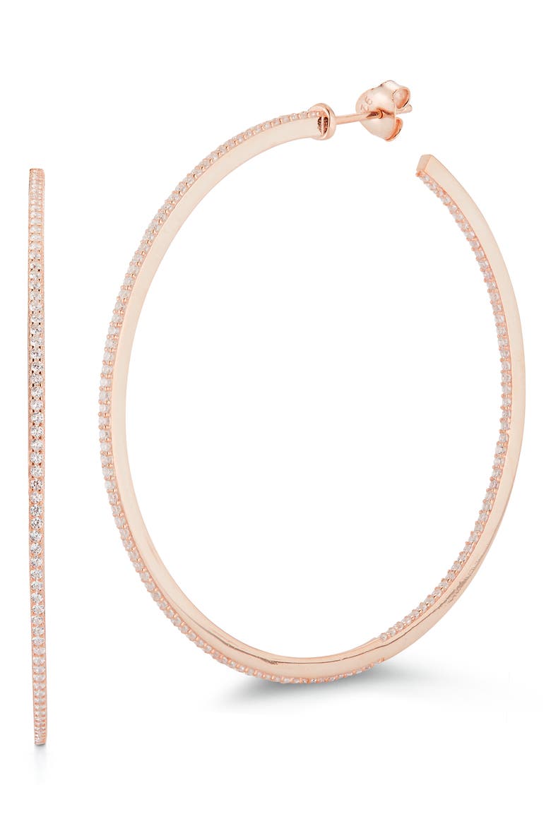 X-Large Cubic Zirconia Hoop Earrings, Main, color, ROSE GOLD