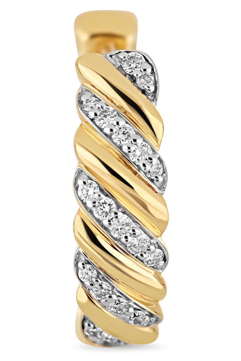 18K Gold Cleo Diamond Twisted Hoop Earrings, 14mm, Alternate, color, 18K YELLOW GOLD/ DIAMOND