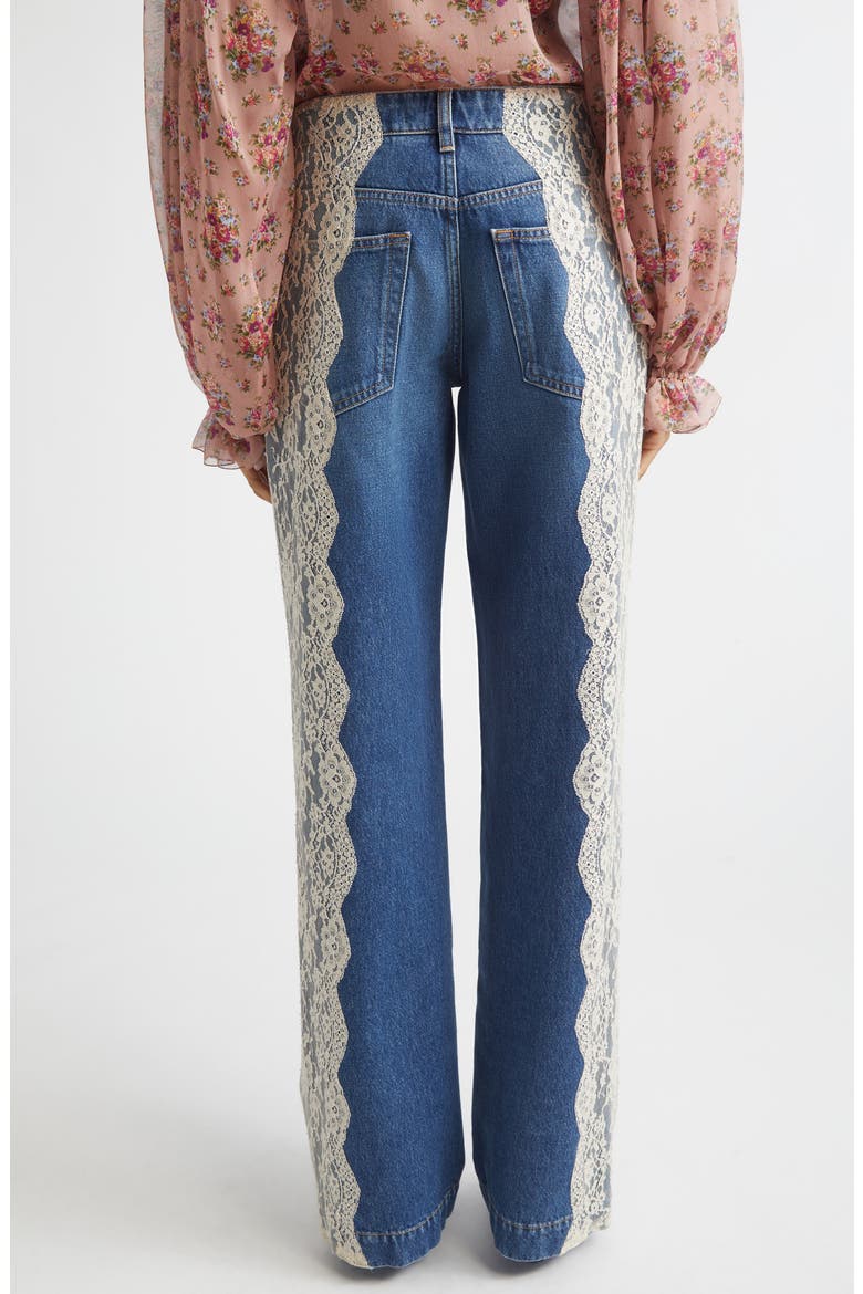 Lace Panel High Waist Straight Leg Jeans, Alternate, color, VARIANTE ABBINATA