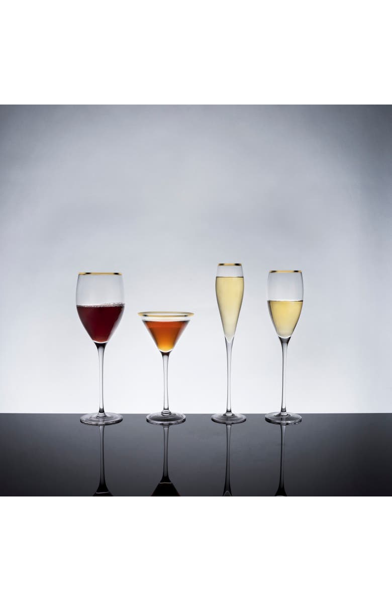 Viski Gold Rimmed Crystal Champagne Flutes Set of 2, Alternate, color, Clear