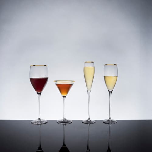 Viski Gold Rimmed Crystal Champagne Flutes Set Of 2 In Clear