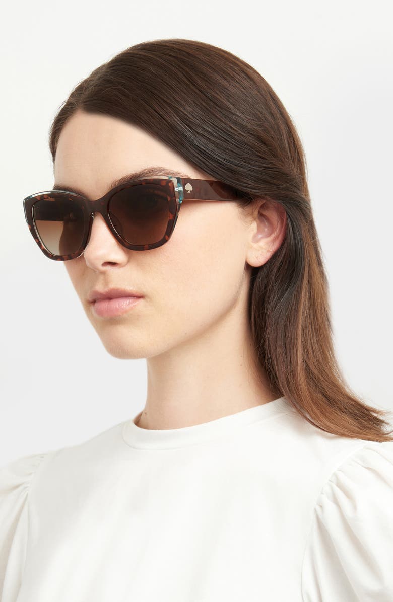 Kate Spade New York yolanda 51mm polarized gradient cat eye sunglasses, Alternate, color, Havana / Brown Polar