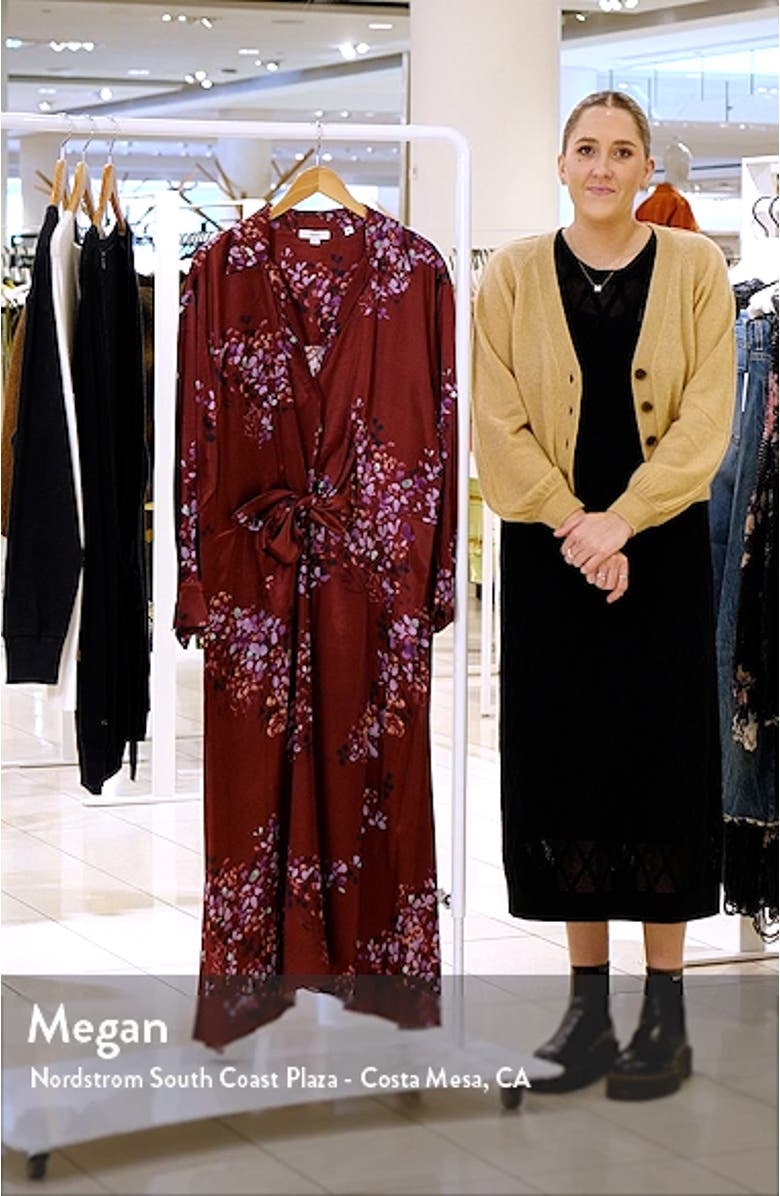 Forsythia Long Sleeve Satin Shirtdress, sales video thumbnail