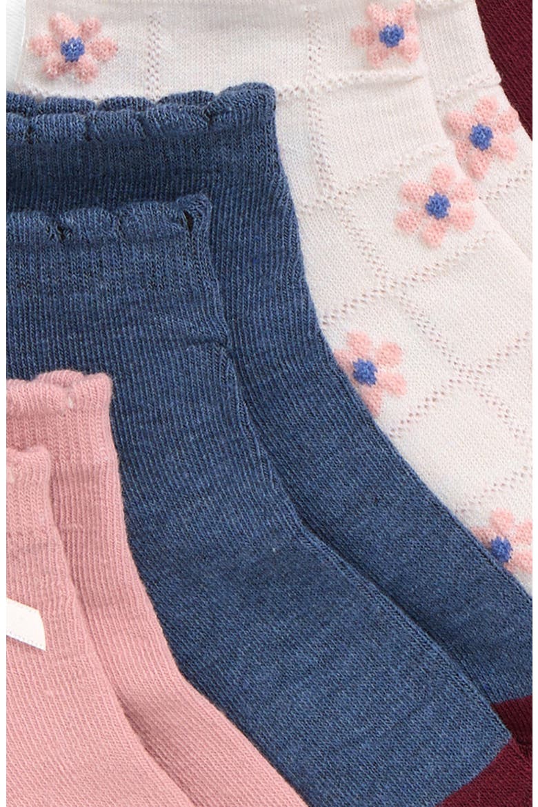 Kids' Assorted 6-Pack Scallop Edge Ankle Socks, Alternate, color, BLUE/ BERRY COMBO