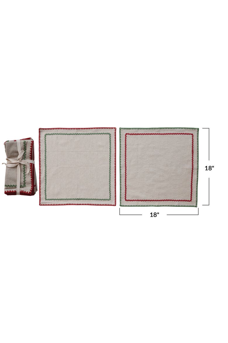 Ric Rac Trimmed Cotton Napkins, Set of 4, Alternate, color, Multicolor
