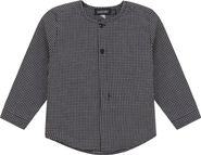 Space Grey Checkered Woven Button Up Long Sleeve Shirt