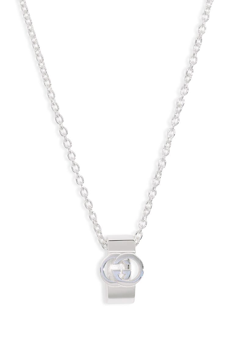 Interlocking G Sterling Silver Pendant Necklace, Main, color, SILVER