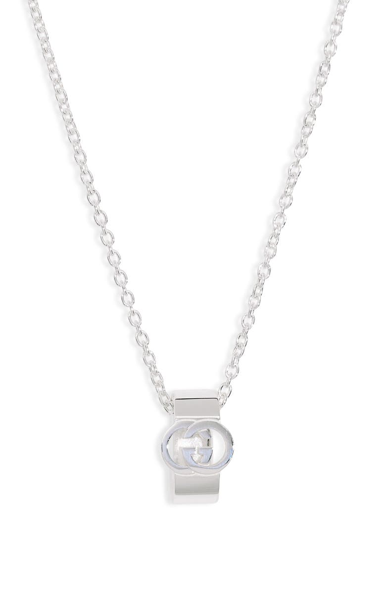 Gucci Interlocking G Sterling Silver Pendant Necklace, Main, color, Silver