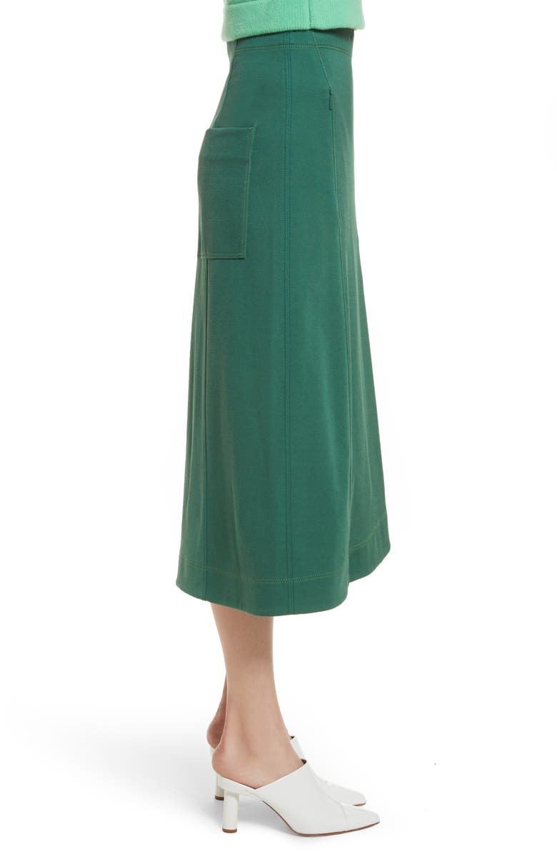 Tibi Sculpted Stretch Twill Midi Skirt, Alternate, color,
