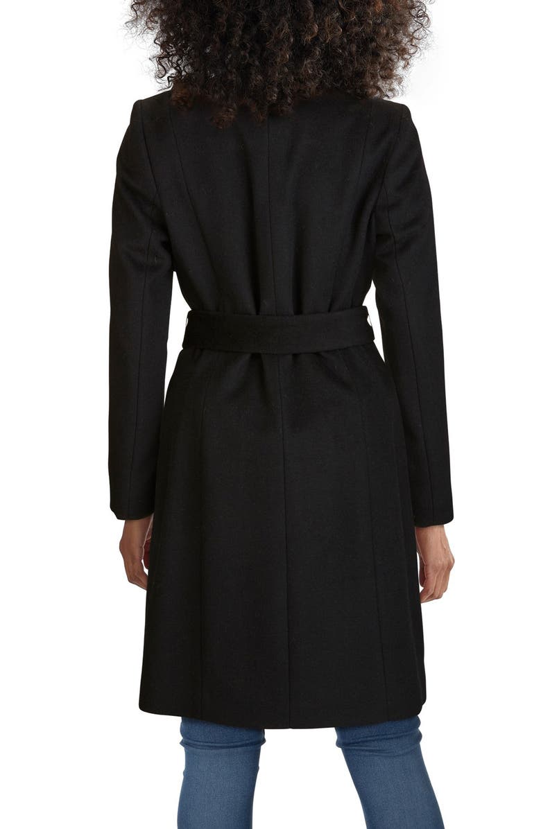 Cole Haan Signature Slick Wool Blend Wrap Coat, Alternate, color, Black