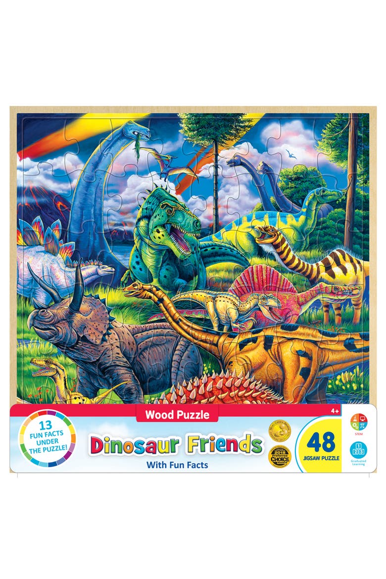 Dinosaur Friends 48 Piece Wood Puzzle, Main, color, Multicolor