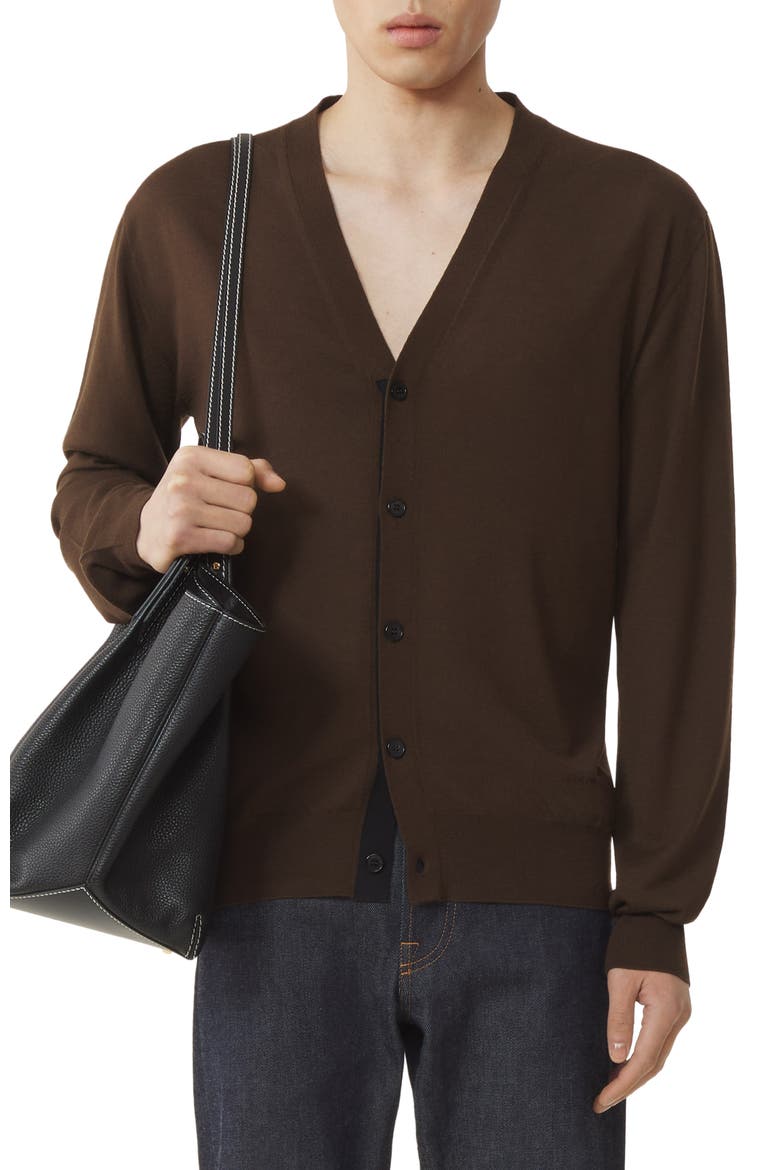 Classic Cardigan In Merino Wool, Alternate, color, Ebony