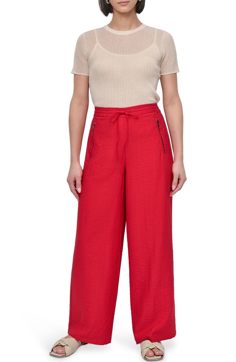 DKNY Drawstring Pants, Alternate, color, Summer Cherry