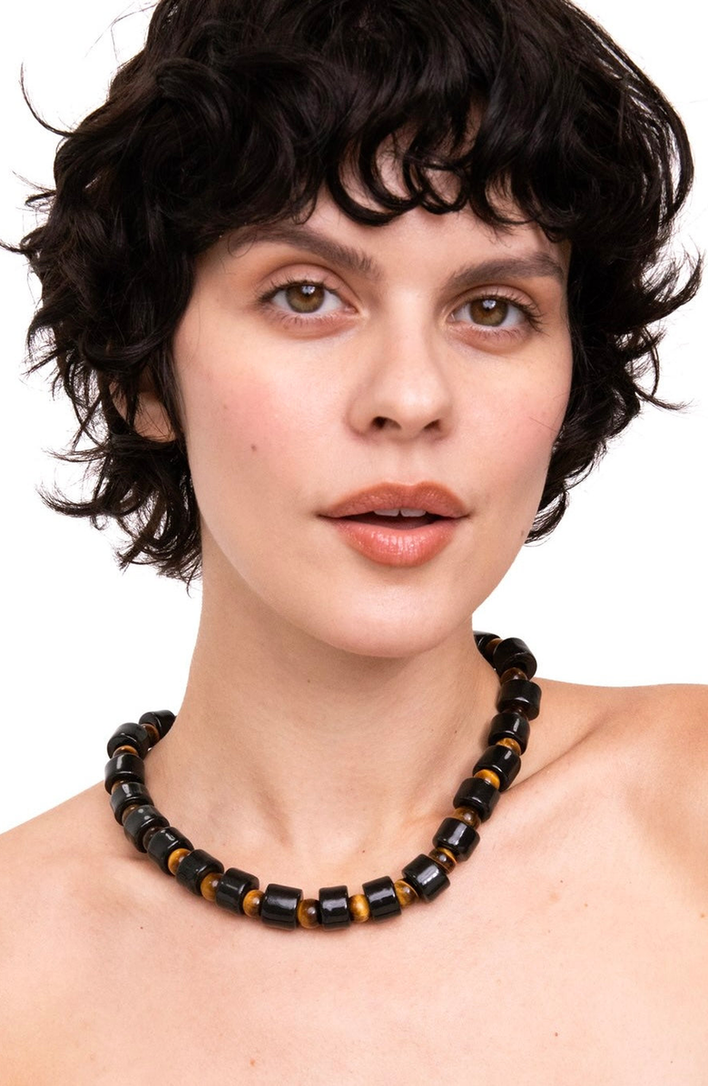 Her New Tribe Bead Two Sundry Necklace, Alternate, color, Tap & Tigers Eye