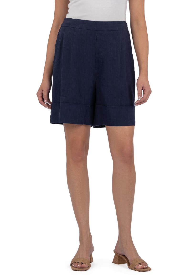 Nicole Pull-On Linen Blend Shorts, Main, color, INK BLUE