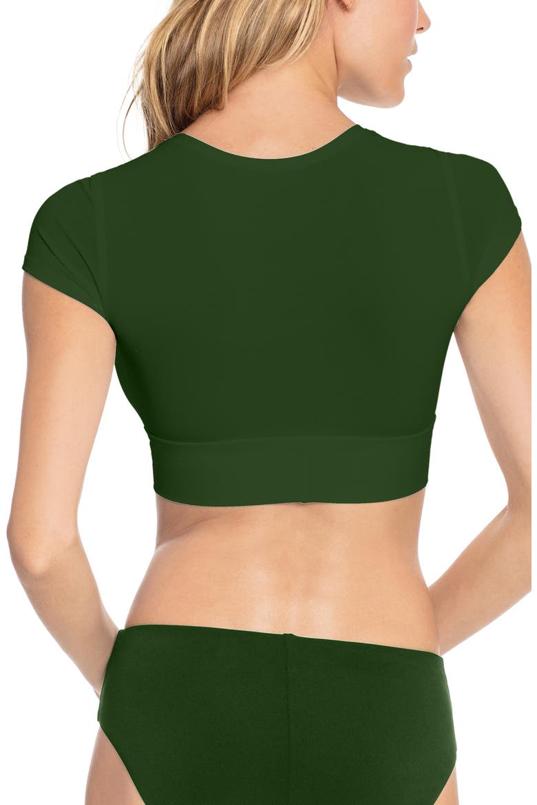 Ava Knot Front Tee Bikini Top, Alternate, color, PALM GREEN