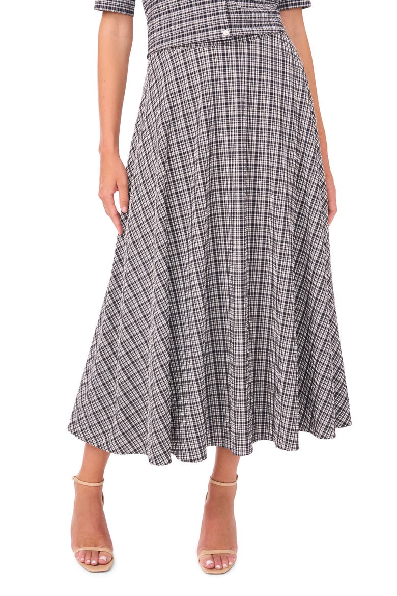 Plaid Full Maxi Skirt, Main, color, RICH BLACK