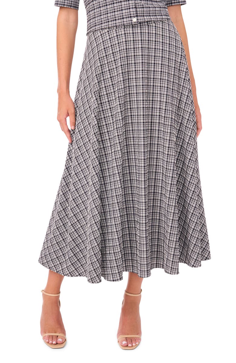 Vince Camuto Plaid Full Maxi Skirt, Main, color, Rich Black