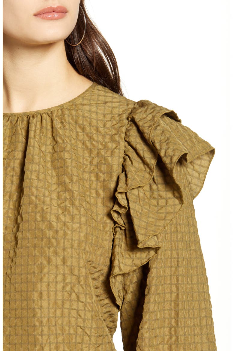 Mindy Frill Long Sleeve Top, Alternate, color, MILITARY OLIVE