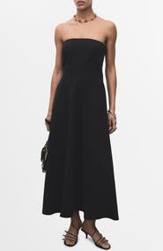 MANGO Strapless A-Line Dress