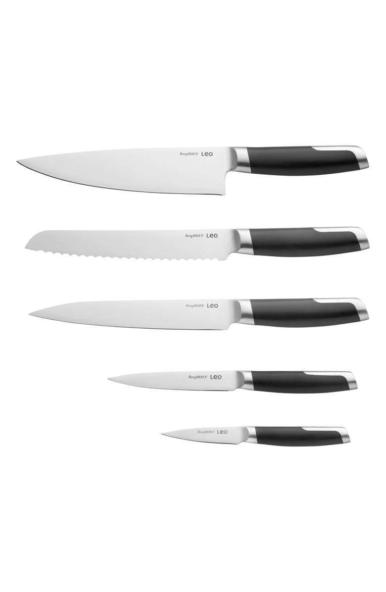 BergHOFF Leo 6-Piece Knife Block Set, Alternate, color, Black/ Silver