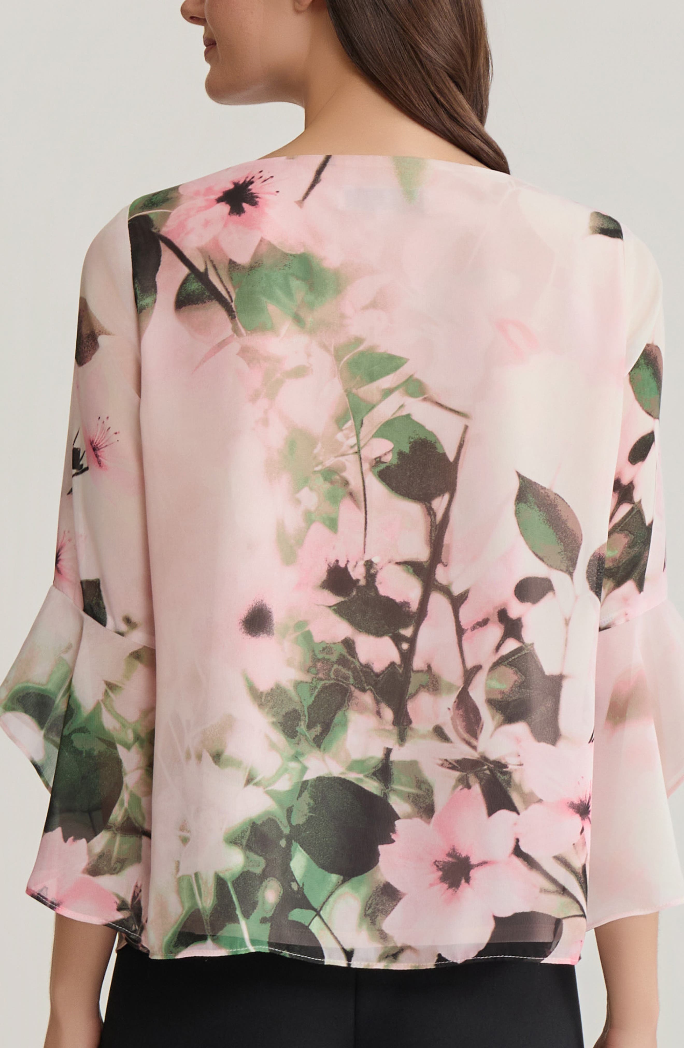 Floral Print Flutter Sleeve Top - image 2