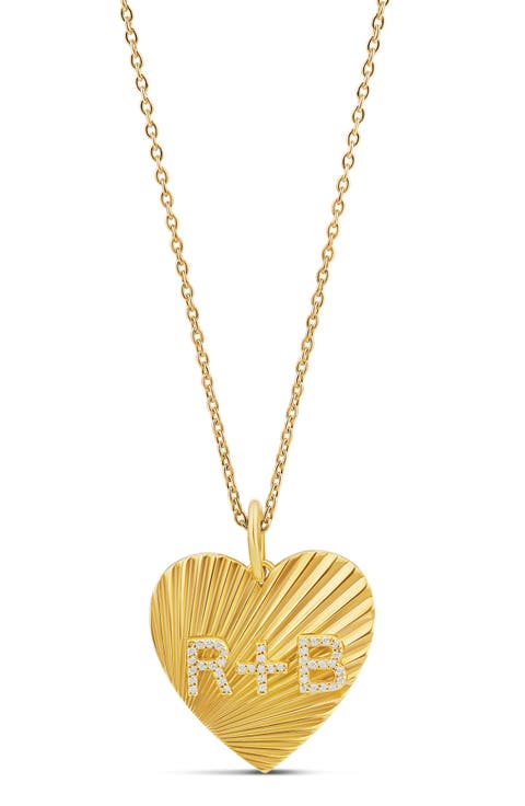 Fluted Heart Initial Pendant Necklace