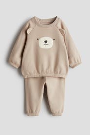 H&M 2-piece Teddy-detail Sweatshirt Set